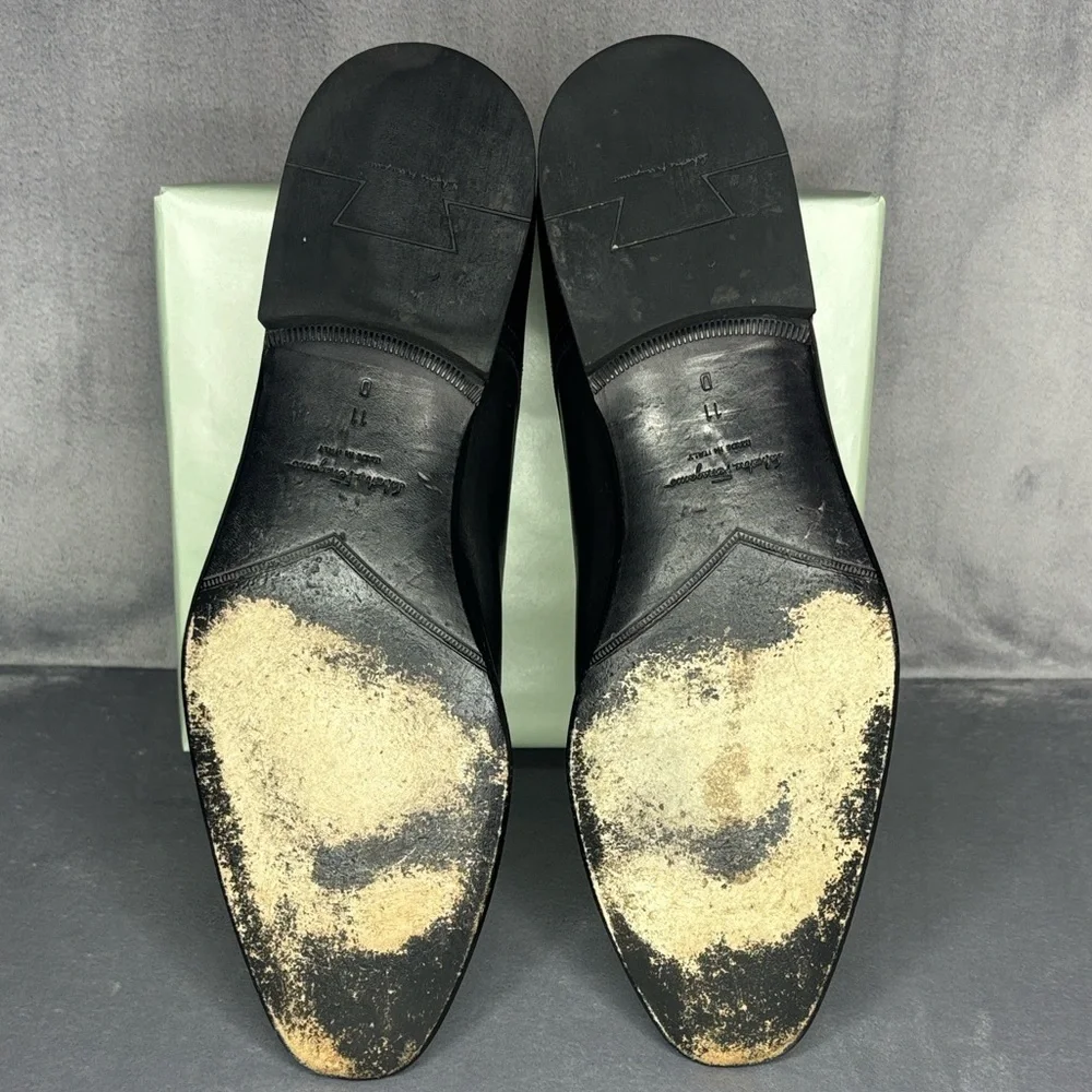 Salvatore Ferragamo Black Oxford Shoes Timeless Elegance Size: 11D